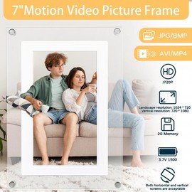 VEANXIN Acrylic 5/7/10 inch Digital Photo Frame, 2GB Memory, IPS Screen Supporting 1920 * 1080 Resolution for Home Decor, Gift, Valentine's Day - Size: 7 inch（1500mAh 2G）