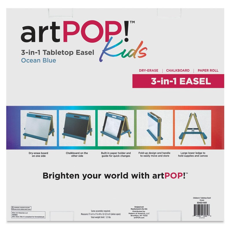 artPOP! Kids' 3-in-1 Tabletop Easel, Double-Sided Easel with Wooden Frame,