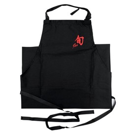 KAI Shun Premium Kochschürze Classic Edition, schwarz mit rotem Shun Logo - Hüftschlaufe zum Binden, verstellbarer Halsgurt - Schürze zum Kochen, Grillschürze