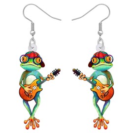 BONSNY Acrylic Green Cute Frog Drop Dangle Earrings Novelty Animal Jewellery for Women Ladies Charms Gifts, Acrylic, Not applicable