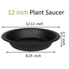 OVZILKI 2 Pack of Extra Deep Plant Saucer Tray 12 inch, Heavy Duty Plastic Pot Plant Drip Trays Saucers for Indoors Outdoor, Black