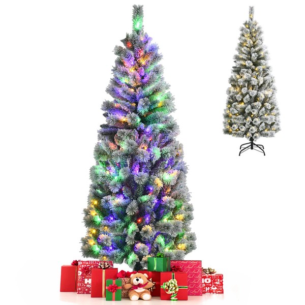 BestComfort 6 FT Flocked Christmas Tree, Artificial Decoration Tree with