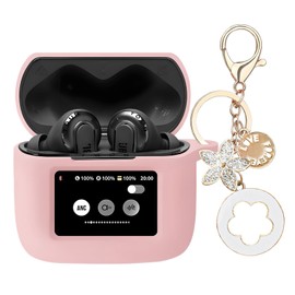 Ziseyoru Case Cover Compatible with JBL Tour Pro 3 Earbuds, Soft Silicone Protective Skin for JBL Tour Pro 3 Case with Accessories Bling Keychain for Women Girl (Pink)