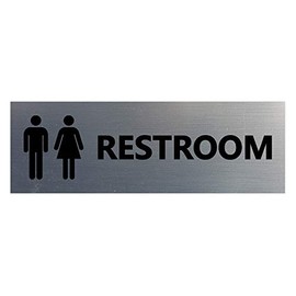 Signs ByLITA Basic Unisex Restroom Sign (Brushed Silver) - Large