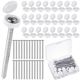 Zhengmy 24 Set 3 Inch Shutter Screws and Caps Shutter Screws with Caps Windows Outside for Railings Furniture (White)