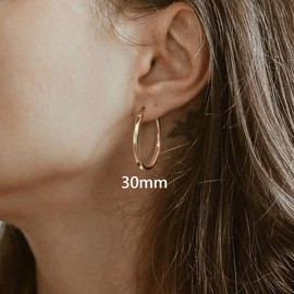 Hayoso 18K Gold Plated Hoop Earrings - 925 Sterling Silver Hoop Earrings Womens Hypoallergenic Hoops | Square Tube Hoop Earrings for Women 15mm/20mm/30mm/40mm (Rose Gold 30mm)
