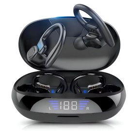 NTEK Wireless Earbuds – True Wireless Sports Earphones with Ear Hooks, TWS Bluetooth Headphones with Deep Bass, Noise Cancelling Mic, Clear Sound for Running, Gym & Workout