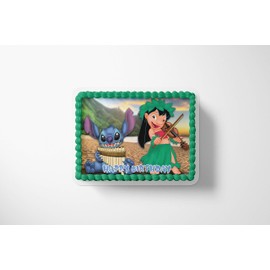 Natural Behaviour 8.3 x 11.7 Inch Edible Square Cake Toppers – Lilo And Stich Themed Birthday Party Collection of Edible Cake Decorations