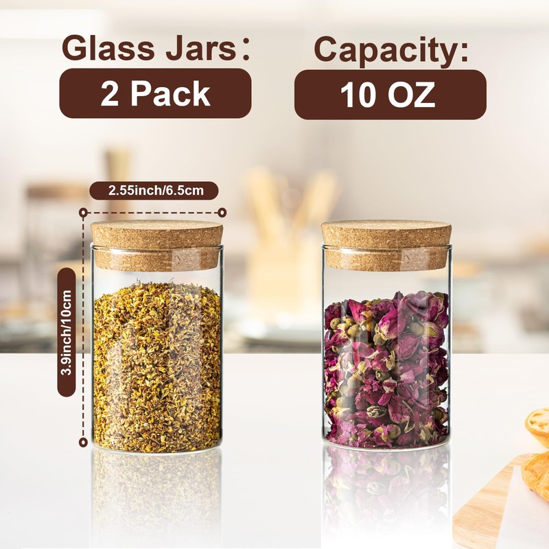 wangsdjy 10oz Glass Storage Container - Airtight Glass Jars with