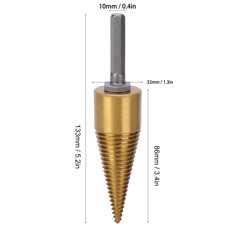 Twist Firewood Splitter Wood Cone Punch Drill Bit Hex Shank
