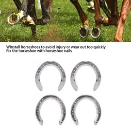 Horseshoes, 4pcs Aluminum Alloy Horseshoe Set and Sports Horseshoe Set, Light Weight Reliable Practical Horse Riding Accessory for Traditional Outdoor Parties Lawn Game Racecourse Farm(6)