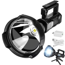 Venlon Superbright Big Size Rechargeable LED Handheld Flashlight Spotlight 4 Modes High Power Portable Waterproof Searchlight for Camping Hunting Outdoor (P50 Medium Size)