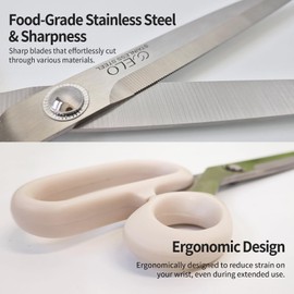 COELO Heavy Duty Kitchen Shears 3-Packs (White) | Korean Kitchen Scissors | Micro-Serrated Blade Stainless Steel Dishwasher Safe Soft Grip Comfort Handle Large 9.64" | BBQ Chicken Meat Pizza Herbs