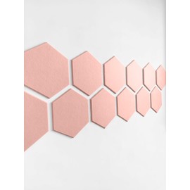 Hexagonal Felt Wall Tiles - 12 Pack Noise-Reducing, Peel & Stick Wall Art for Home, Bedroom, & Office Modern, Soundproof Wall Decor with Adhesive Tabs - Pink