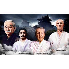 purenet Jiu Jitsu Jigoro Kano, Mitsuyo Maeda, Carlos Gracie, Helio Gracie Collage on Canvas Made in US (12X20)