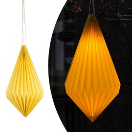 Battery Operated Outdoor Hanging Lantern, Foldable Paper Lantern with String Waterproof Hanging Light for Backyard Indoor Pendant Lanterns Chandelier Paper Lamp for Porch Patio Yellow