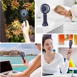 Mini Portable Handheld Fan 3 Speeds USB Rechargeable Battery Operated Pocket Personal Lash Fan Cooling Desk Fan with Base for Travel Indoor Outdoor