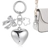 Silver Bag Charms Heart Bow Flower Keychain Accessories Kawaii Key
