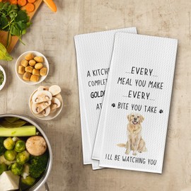 Cilri Golden Retriever Kitchen Towels,Funny Golden Retriever Hand Towels,Golden Retriever Dish Towels Decor for Kitchen,Golden Retriever Gifts,Golden Retriever Gifts for Women 16 X 24 Inches Set of 2