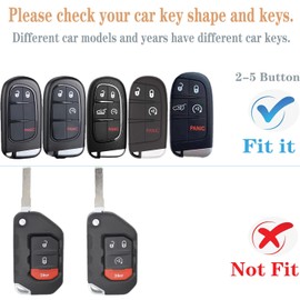 Yonmcfn for Jeep Key fob Cover with Leather Keychain,Gold Soft TPU 5 Buttons Key Shell,fit 2014-2023 Grand Cherokee Renegade for Chrysler Durango Journey Remote car Key(White)