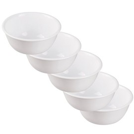 CORELLE J406-N CP-9633 Plate, Plate Outer Diameter 3.7 x Height 1.8 inches (9.5 x 4.5 cm), Unbreakable, Lightweight, Winter Frost White, Small Bowl, Set of 5