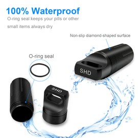 SHD Aluminum Alloy Waterproof Pill Case Container, Outdoor EDC Single Chamber Storage Box,Pill Holder for Hiking Camping-Black