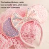 CHuangQi Mouse Ears Headband with Bow, Double-sided Sequins, Glitter Hair