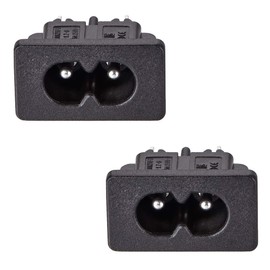 uxcell Uxcell C8 Panel Mount Plug Adapter 250V AC 2.5A 2 Pins IEC Inlet Module Plug Power Socket Straight 2pcs