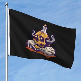 KOSPOGO Double-Sided Skull With a Candle on Its Head Flag Durable Outdoor 5x8 Ft Flag Banners Patio Indoor Decorative Flags Funny 5by8 Home Party Flags