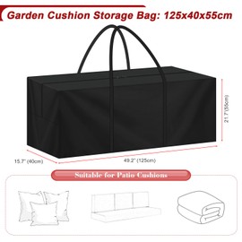 LAMUNI Cushion Bag Garden Cushion Storage Bag Protective Cover Cushion with Carry Handle 420D Oxford Garden Cushion Storage Bag for Cushions Pallet Cushions 125 x 40 x 55 cm