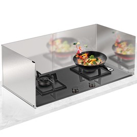 4 Sided Grease Splatter Guard,Foldable Stainless Steel Splatter Guard Oil Splash Guard, Backsplash for Stove Frying Pan Splatter Guard, Oil Proof Baffle Splatter Guard(15.7" X 15.7")