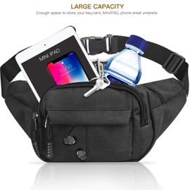 Gadom Bumbag Waist Bag, Waterproof 4 Zip Pockets Running Waist Pack Bag for Men Women, Adjustable Belt Waistpacks for Outdoors, Sport, Hiking, Travel