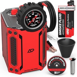 AutoLine Pro HyperSmoke - Probador de fugas de aspiradora para automóviles EVAP | Pro Vers. Con manómetro, presión ajustable, líquido de humo aprobado por el OEM, motor de aire integrado, adaptador de
