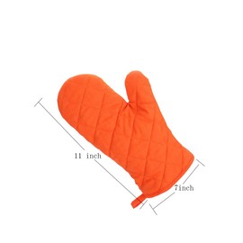 Nachvorn Oven Mitts, Premium Heat Resistant Kitchen Gloves Cotton & Polyester Quilted Oversized Mittens, One Pair,Orange