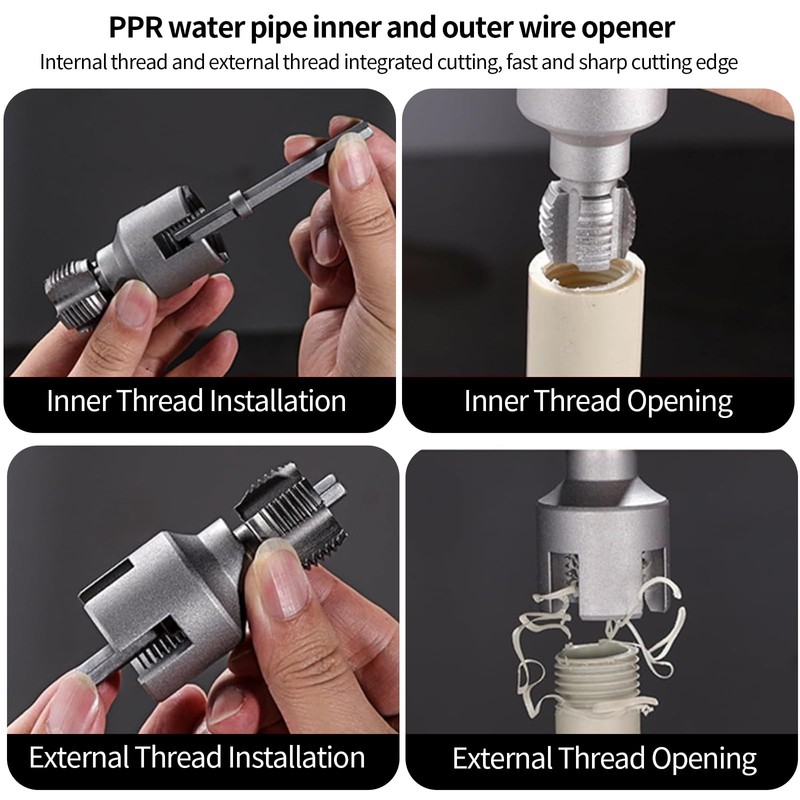 2 PCS Pipe Thread Cutting Tool, 1/2" and 3/4" Integrated