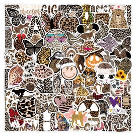 Pack of 100 Black and White Leopard Stickers Pack Leopard Sticker Set Waterproof Vinyl Stickers for Laptop Children Cars Motorcycle Bicycle Skateboard Luggage Suitcase Computer Sticker Graffiti Decal