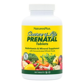 Natures Plus Source of Life Prenatal - 800 mcg Folate, 180 Vegetarian Tablets - All Natural Prenatal Vitamin & Minerals with Iron & Calcium - Optimal Health & Energy - Gluten-Free - 90 Servings