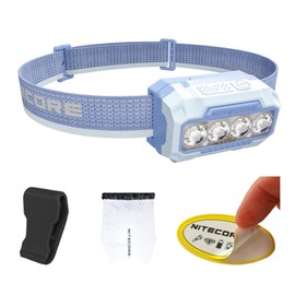 Nitecore HA23 UHE 600 Lumen Camping Headlamp, Lightweight, Bright with 3X AAA Batteries Multiple Color Temperatures, Red Light Sticker (Blue)