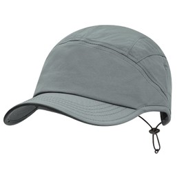 CLAPE Unstructured Curved Visor Sports Cap Mens Hat Golf Sun Hat for Outdoor Breathable Baseball Run Hat 5 Panel Cap, Grey