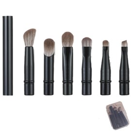 Travel Makeup Brushes Mini Set,6 in-1 Make Up Brushes Set，Professional Foundation Brush Blush Brush Eyeshadow Powder Brush with Makeup Brush Cover and Case for Foundation Concealer and Powder