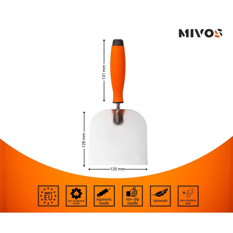 Mivos Masonry Trowel 120 x 128 mm Stainless Steel with