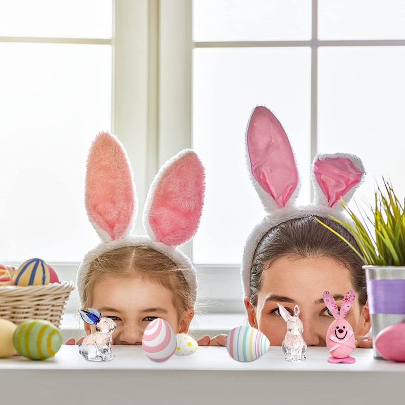 Feelfly Glass Rabbits Figurines Crystal Bunny Collectibles Statues Easter Decor