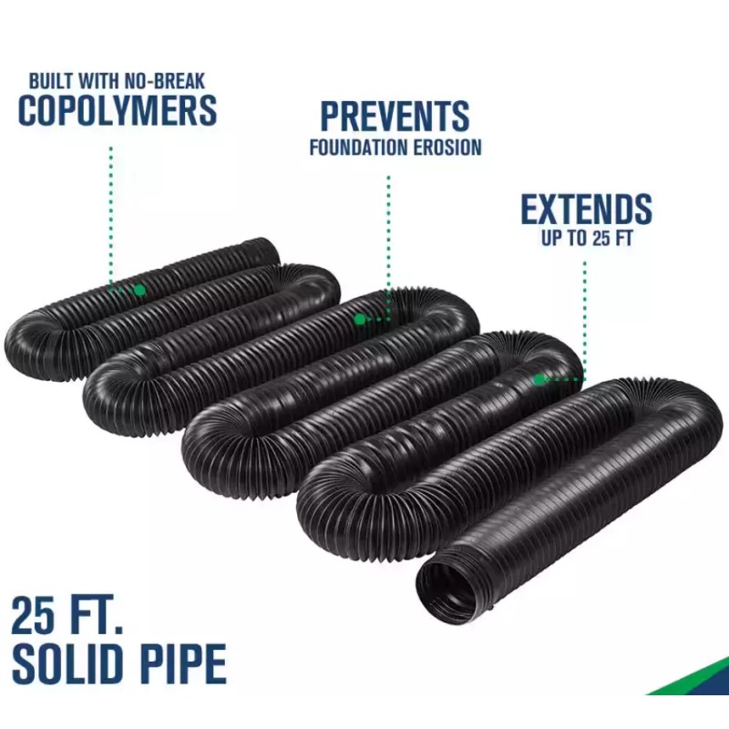 Amerimax52001 25 ft. Expands Flexible Drain 4 in. Diameter Black