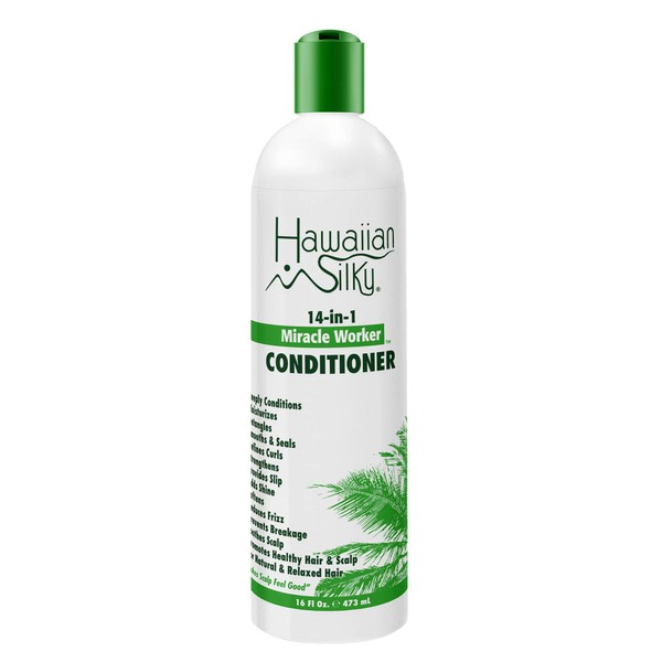 Hawaiian Silky 14-In-1 Miracle Worker Conditioner, 16 f oz - Daily Treatment for All Hair Types - Restore Chemically Damaged Hair