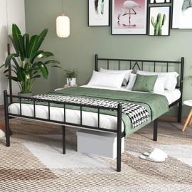 Decorwise Decorwise 14 Inch Full Size Bed Frames with Headboard/Footboard, Under Bed Storage, Strong Metal Slats Support, No Box Spring Needed, Noise Free, Easy Assembly, Black
