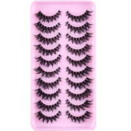3D Falsche Wimpern,Natürliche Wimpern, Pure Handgemacht Natürlicher Look Flauschige Künstliche Wimpern,Multipack Strip Lashes 10 Paare (W9A)