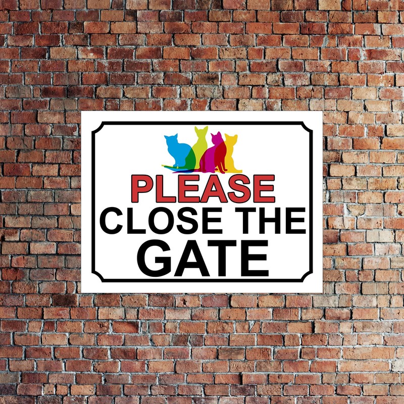 Shawprint PLEASE CLOSE THE GATE METAL SIGN CAT THEME 150MM