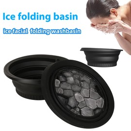 AIXXCUVQ Large Foldable Facial Cooling Skin Soaking Tool Reusable Ice Bath Bowl Reusable Skincare Ice Bath Bowl For Women ABS, black