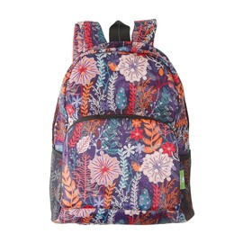 ECO CHIC Lightweight Foldable Water Resistant Backpack Rucksack Folds into Pouch for Storage (Lush Floral Purple)