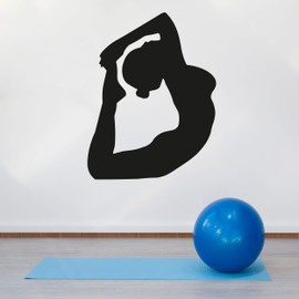 Stretching Woman Practicing Yoga Stickers - Meditation Wall Decal with Girl in Pigeon Pose - Home and Yoga Studio Wall Decal with Girl Doing Yoga Exercise